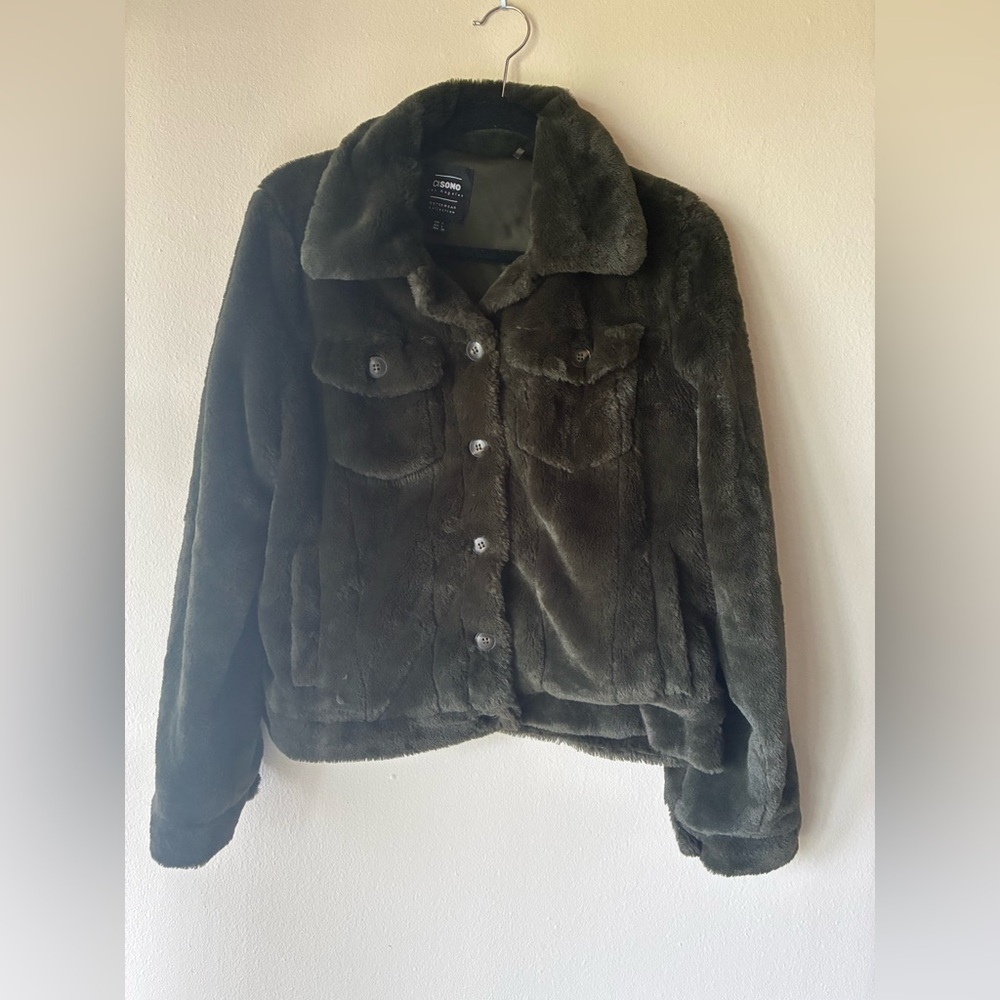 Cisono/ Fashion Nova Large Olive Faux Jacket